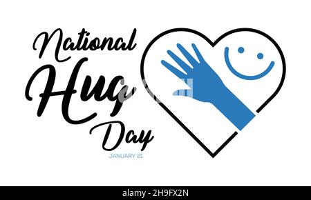 January 21 - Calligraphy style hand lettering design for National Hugging Day. vector illustration design for banner, poster, tshirt, card. Stock Vector