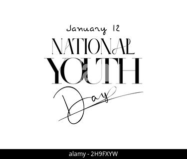 January 12 - National Youth Day. hand lettering vector design for National Youth Day. Calligraphy illustration for banner, poster, tshirt, card. Stock Vector