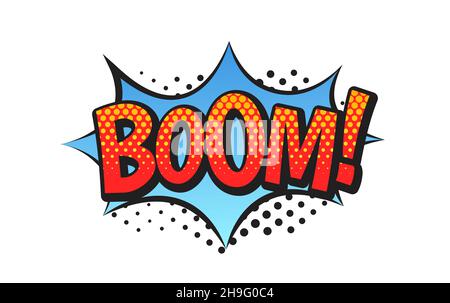 Boom comic style word isolated on transparent background  Stock Photo