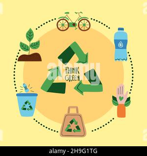 seven eco friendly set icons Stock Vector