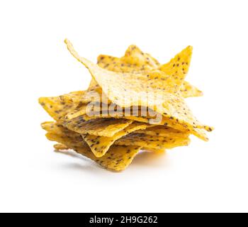 Salted tortilla chips triangle with chia seeds. Stock Photo