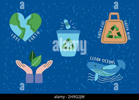 five eco friendly set icons Stock Vector
