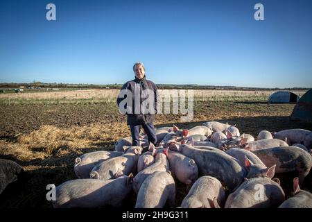 HELEN BROWNING Chief Executive of the Soil Association and organic pig farmer at the Eastbrook farm Bishopstone , UK Stock Photo