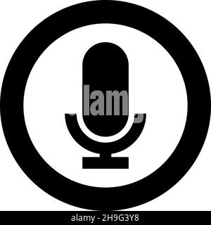 simple round recording microphone icon or symbol vector illustration ...