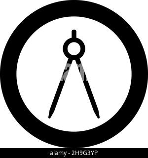 Divider circulus Circinus icon in circle round black color vector illustration image solid outline style simple Stock Vector