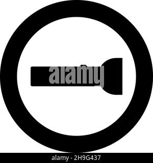 Torch icon in circle round black color vector illustration image solid outline style simple Stock Vector