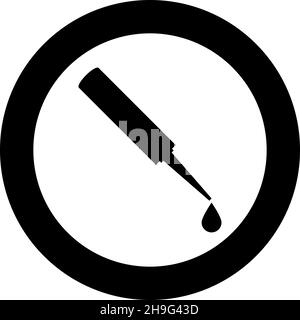 Glue with drop Silicone icon in circle round black color vector illustration image solid outline style simple Stock Vector