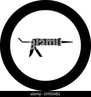 Silicone gun Caulking glue seal icon in circle round black color vector illustration image solid outline style simple Stock Vector