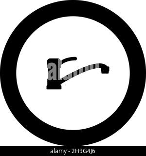 Water tap icon in circle round black color vector illustration image solid outline style simple Stock Vector