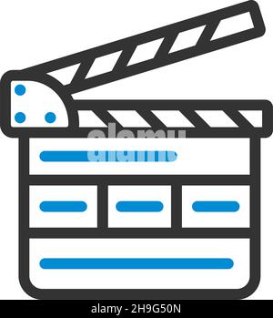 Clapperboard Icon. Bold outline design with editable stroke width. Vector Illustration. Stock Vector