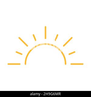 A half sun is setting downwards icon vector sunset concept for graphic ...