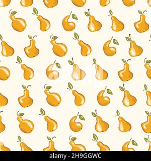 Seamless pattern with apple on white background. Natural delicious fresh ripe tasty fruit. Vector illustration for print, fabric, textile, banner Stock Vector