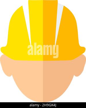 Builder avatar in safety helmet in flat style icon Stock Vector