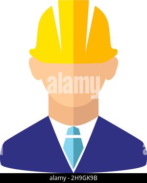 Builder avatar in safety helmet in flat style icon Stock Vector