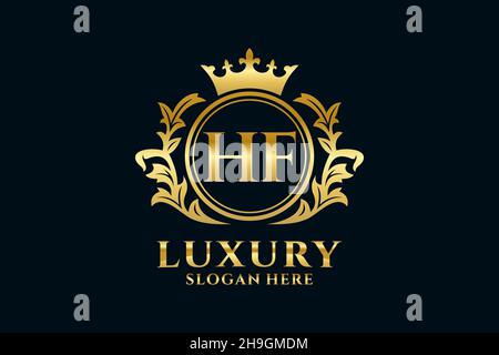 HF Letter Royal Luxury Logo template in vector art for luxurious branding projects and other vector illustration. Stock Vector