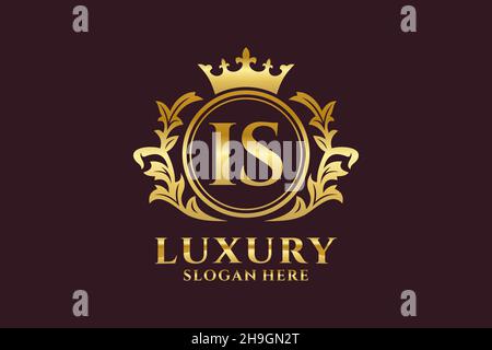 IS Letter Royal Luxury Logo template in vector art for luxurious branding projects and other vector illustration. Stock Vector