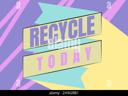 Text caption presenting Recycle. Word for ocess of converting waste materials into new materials and objects Folded Paper Sash Drawing In Zigzag Stock Photo