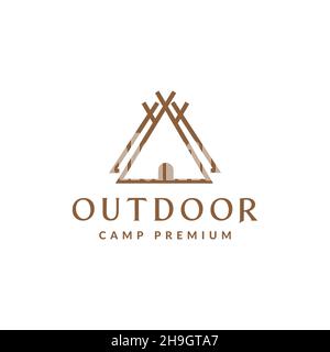 triangle wood logs tent camp logo symbol icon vector graphic design illustration idea creative Stock Vector