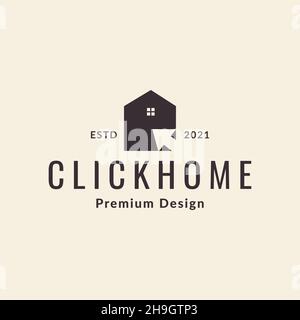 simple home with click cursor vintage logo symbol icon vector graphic design illustration idea creative Stock Vector