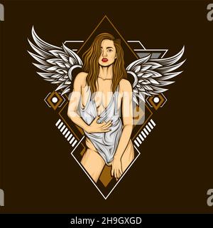beauty angel with awesome background Stock Vector