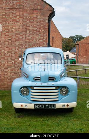 1949 Blue Ford pick up truck at Bicester Heritage centre, Sunday Scramble Event, Oxfordshire, England Stock Photo