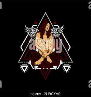 beauty angel with awesome background Stock Vector