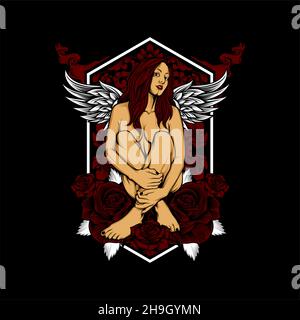 beauty angel with awesome background Stock Vector