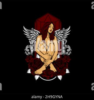 beauty angel with awesome background Stock Vector
