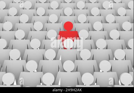 Business and individuality concepts illustration. Leadership in team. Standing out in a crowd Stock Photo