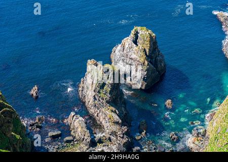 RUNDE, NORWAY - 2020 MAY 20. Cliffs at sea at Runde bird Island. Stock Photo