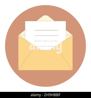 Opened envelope with letter inside icon. Communication, message, e-mail. For topics like information, invitation, report Stock Vector