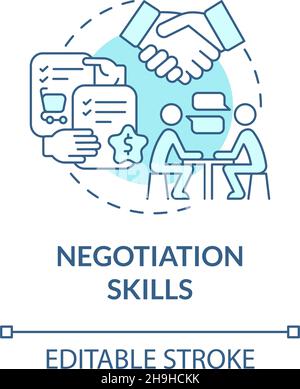Negotiation skills turquoise blue concept icon Stock Vector