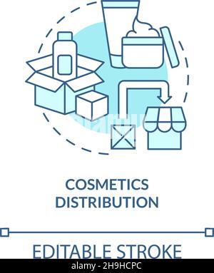 Cosmetics distribution turquoise blue concept icon Stock Vector