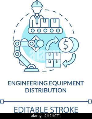 Engineering equipment distribution turquoise blue concept icon Stock Vector