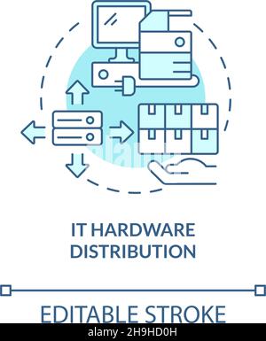 IT hardware distribution turquoise blue concept icon Stock Vector