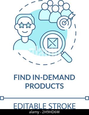 Find in-demand products turquoise blue concept icon Stock Vector