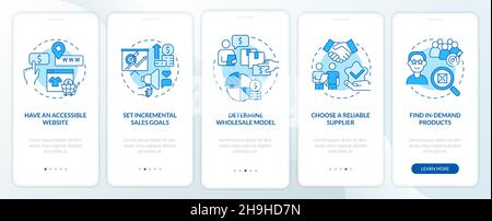 Distribution company tips onboarding mobile app page screen Stock Vector