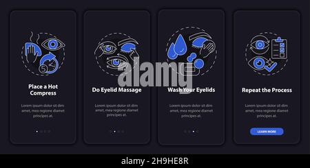 Cleansing eyes black onboarding mobile app page screen Stock Vector