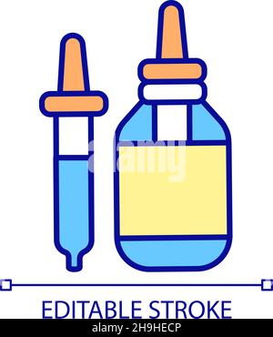 Bottle of medical drops RGB color icon Stock Vector