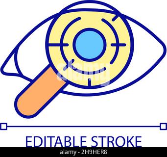Checking eyeball for healthcare RGB color icon Stock Vector