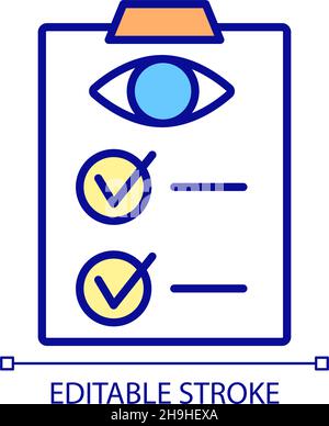Eyesight check RGB color icon Stock Vector