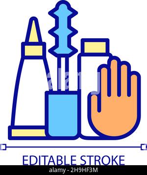 Avoid makeup products RGB color icon Stock Vector