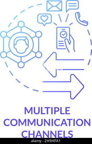 Multiple communication channels blue gradient concept icon Stock Vector