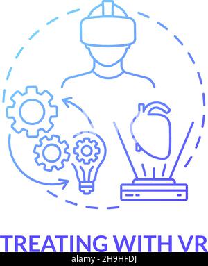 Treating with VR blue gradient concept icon Stock Vector