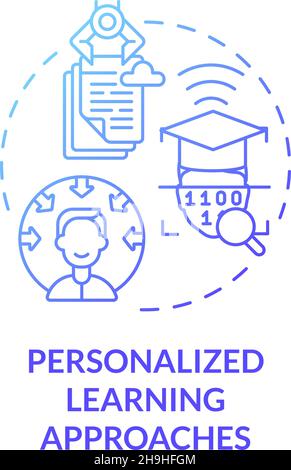 Personalized learning approaches blue gradient concept icon Stock Vector