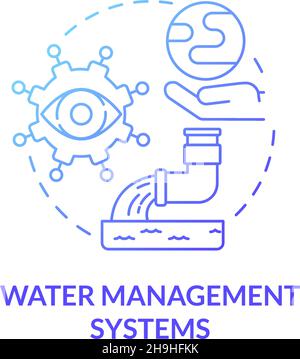Water management system blue gradient concept icon Stock Vector