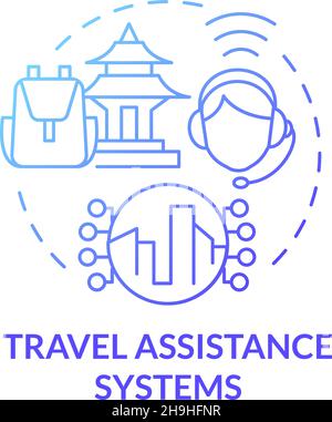 Travel assistance system blue gradient concept icon Stock Vector