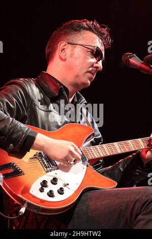 Richard Hawley headlining at the No Direction Home festival despite breaking a leg a few weeks before the gig. A native of the nearby Sheffield, Hawley insisted on giving his performance despite his injury Stock Photo