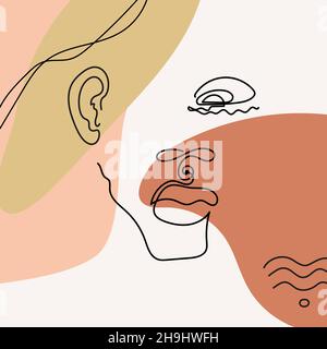 Vector illustration of an African woman in line abstract art style. Stock Vector