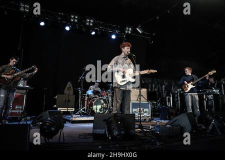 King Krule (real name Archy Marshall) performing live on stage at the Field Day festival in Victoria Park in London Stock Photo